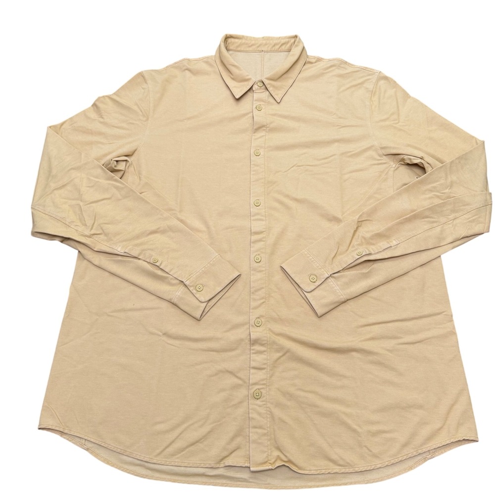 Lululemon Button Down Shirt Mens XL Yellow Long‎ Sleeve Technical Commuter Top